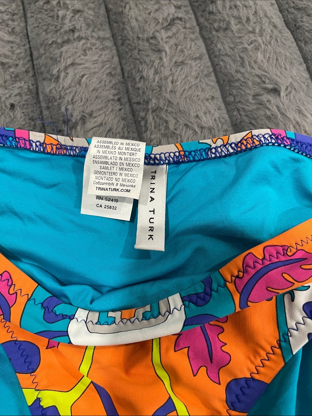 Trina Turk Vibrant Floral Tie-Halter Bikini — Blue, Orange & Purple - Picture 5 of 7